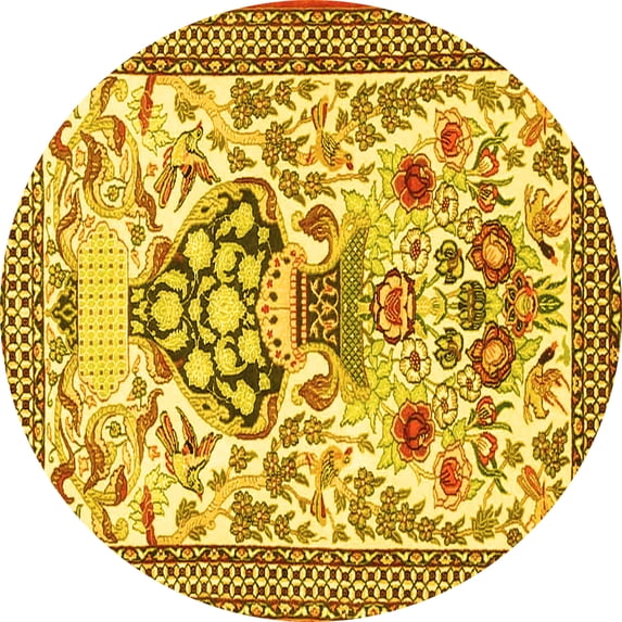 Ahgly Company Indoor Round Animal Yellow Traditional Area Rugs, 3' Round