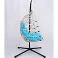 thumbnail image 2 of Modern Outdoor Wicker Egg Hanging Chair with Stand in Plush Cushion 350 lbs Capacity for Patio Relaxation, 2 of 9