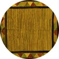 thumbnail image 1 of Ahgly Company Indoor Round Oriental Yellow Modern Area Rugs, 4' Round, 1 of 4