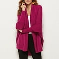 thumbnail image 2 of Lilgiuy Women's Casual Solid Color Loose Knit Top Long Sleeve Cardigan Sweater V-Neck Sweater,Hot Pink,6(One Size) Winter Clothes for 2022, 2 of 5