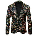 thumbnail image 4 of oqasdz Blazer for Men Sequin Print Long Sleeve Jacket Modern Tuxedo Alternative Stretch Slim Fit Dress Coat Daily Formal Outdoor Activities, 4 of 4