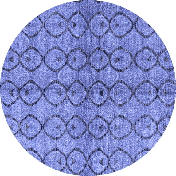 Ahgly Company Machine Washable Indoor Round Abstract Blue Modern Area Rugs, 4' Round