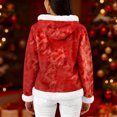 thumbnail image 4 of Women's Casual Fashion Long-Sleeve Zip-Up Fleece Hooded Cardigan with Christmas Print, Cozy and Warm for Winter Season,Deep Red,M, 4 of 8