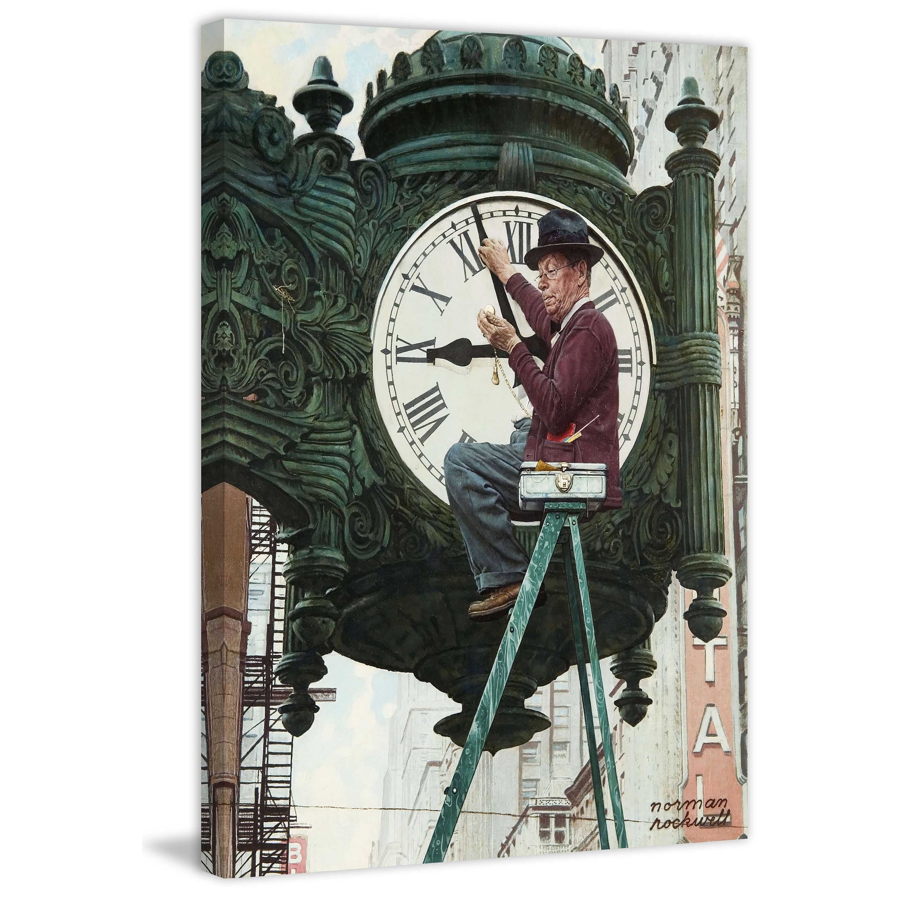 "Clock Repairman" by Norman Rockwell Painting Print on Canvas