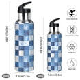 thumbnail image 2 of Yayeee 33oz Insulated Water Bottle Double Wall Stainless Steel with Flip Straw Lid, Blue and Gray Plaid Pattern, 2 of 7