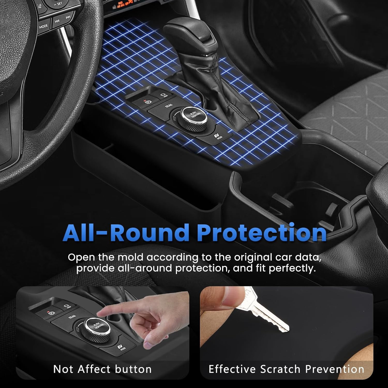 Canvcle Silicone Center Console Organizer for 2019-2025 Toyota RAV4 Accessories Seat Gap Storage Box Soft Gear Shift Panel Trim Cover