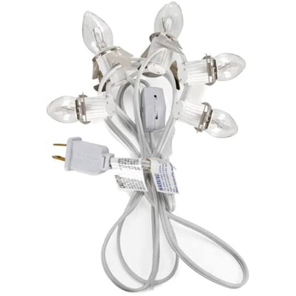 YJYASX-Five Light Replacement Accessory Cord - 9 Foot White Cord with 5 Lights, Perfect for Lighting Holiday Decorations and Christmas Villages