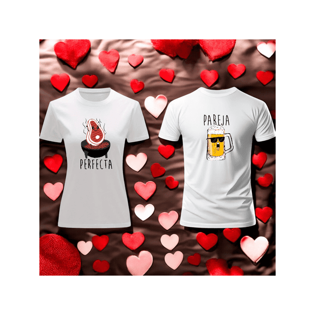 Playera Duo Parejas Con Impresion De La Pareja Perfecta Con Cerveza 14 De Febrero San Valentin Color Blanco Talla Grande Marca Emil SaEs