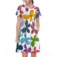 thumbnail image 1 of Easygdp Colorful Butterflies para Vestido Transpirable de Mujer, Vestido Suelto de Manga Corta con Pliegues y Bolsillos para el Verano, 1 of 6