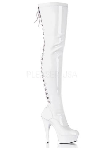 DEL3063/W/M Pleaser Platforms (Exotic Dancing) Thigh High Boots WHITE Size: 13 DEL3063/W/M Pleaser Platforms (Exotic Dancing) Thigh High Boots WHITE Size: 13