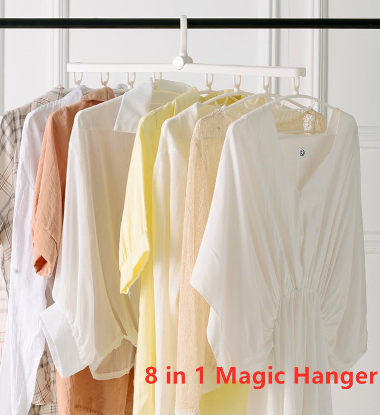 Hanger Rack Foldable Clothes Storage Magic 5 In 1 Multi Functions Space Saving Plastic 5 Holes Rotating 