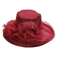 thumbnail image 2 of CHENge Women's Organza Derby Hat Flower Wide Brim Fascinator Sun Hats for Women Wedding Tea Party Fancy Hat, 2 of 4