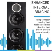 ELAC DFR52-BK Debut Reference Floorstanding Speakers, 140W Surround Sound, Black/Walnut
