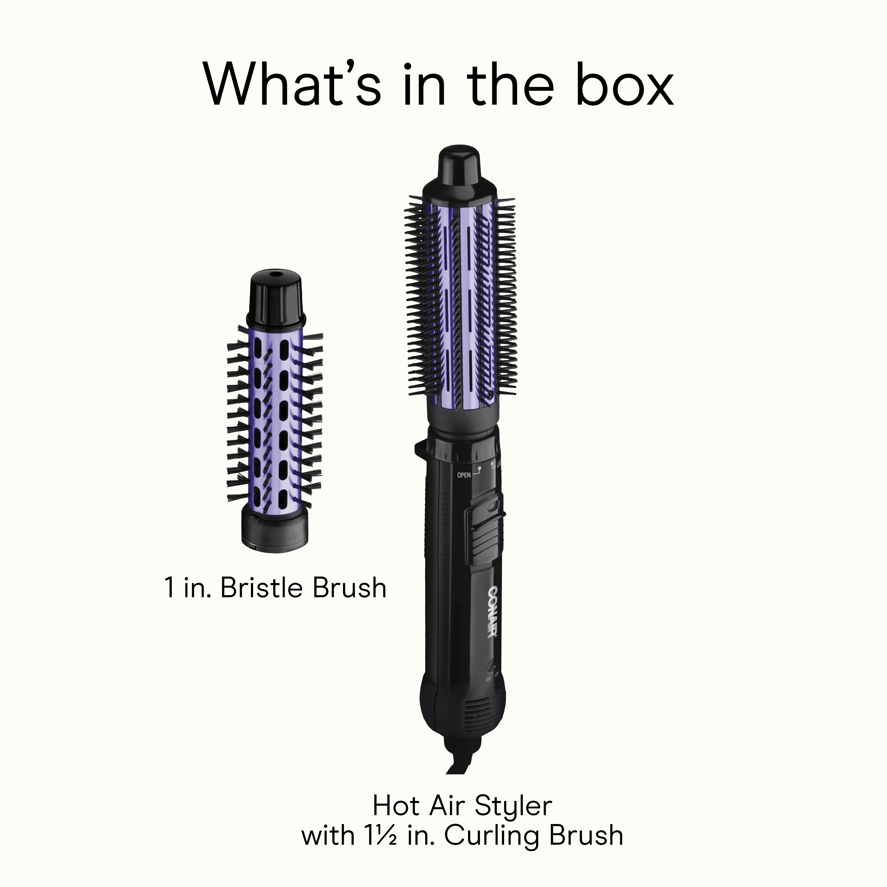Conair Hot Air Styler 2-in-1 Volumizing Brush with Dual Attachments