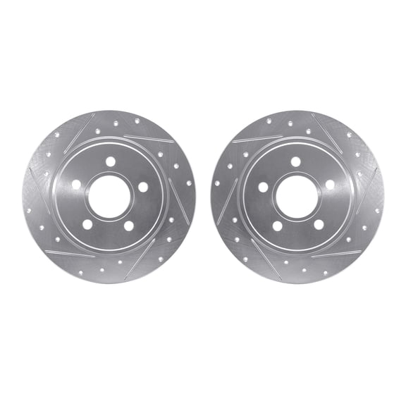 Dynamic Friction Company Rear Brake Rotors-Drilled and Slotted-Silver 7002-27038