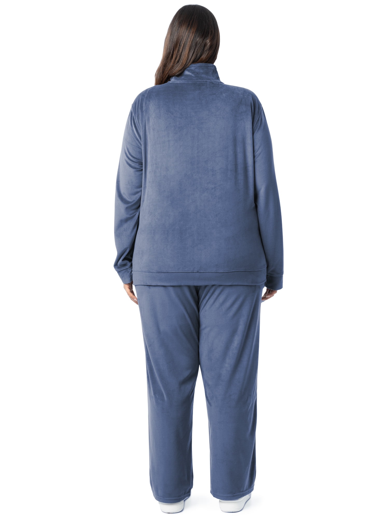 Athletic Works Women's Plus Active Velour Zip-up Jacket and Pant Tracksuit Set, Size 1X-4X