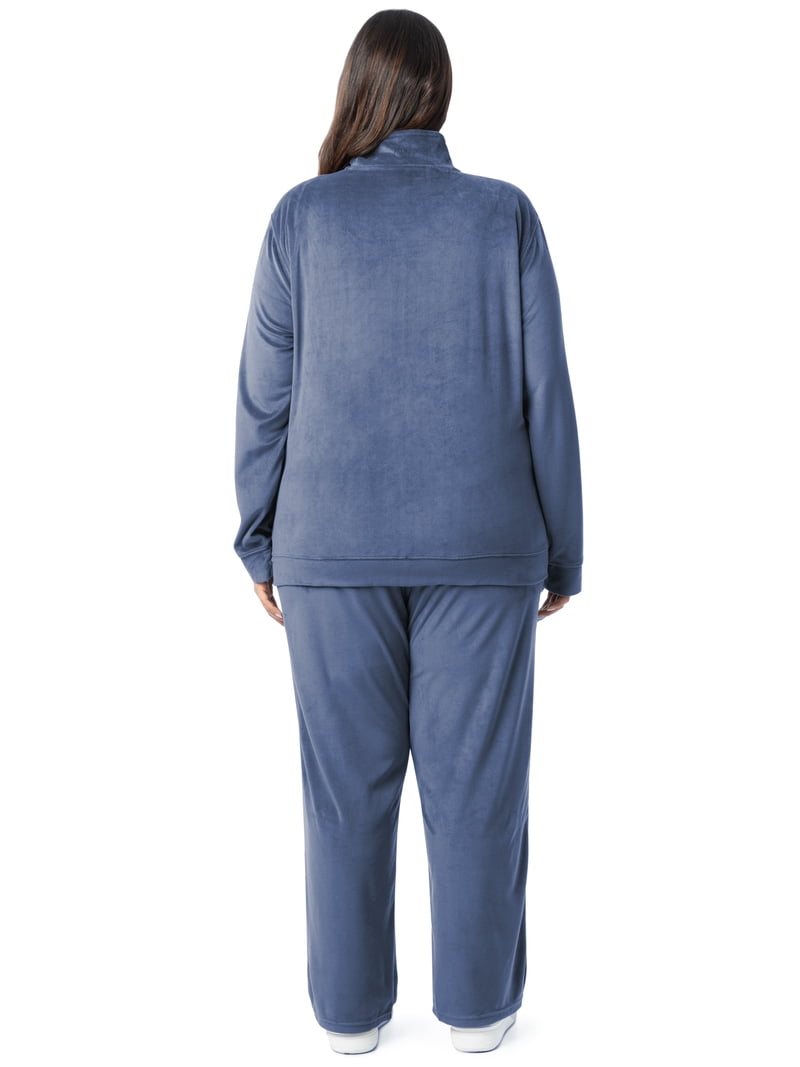 Athletic Works Women's Plus Active Velour Zip-up Jacket and Pant