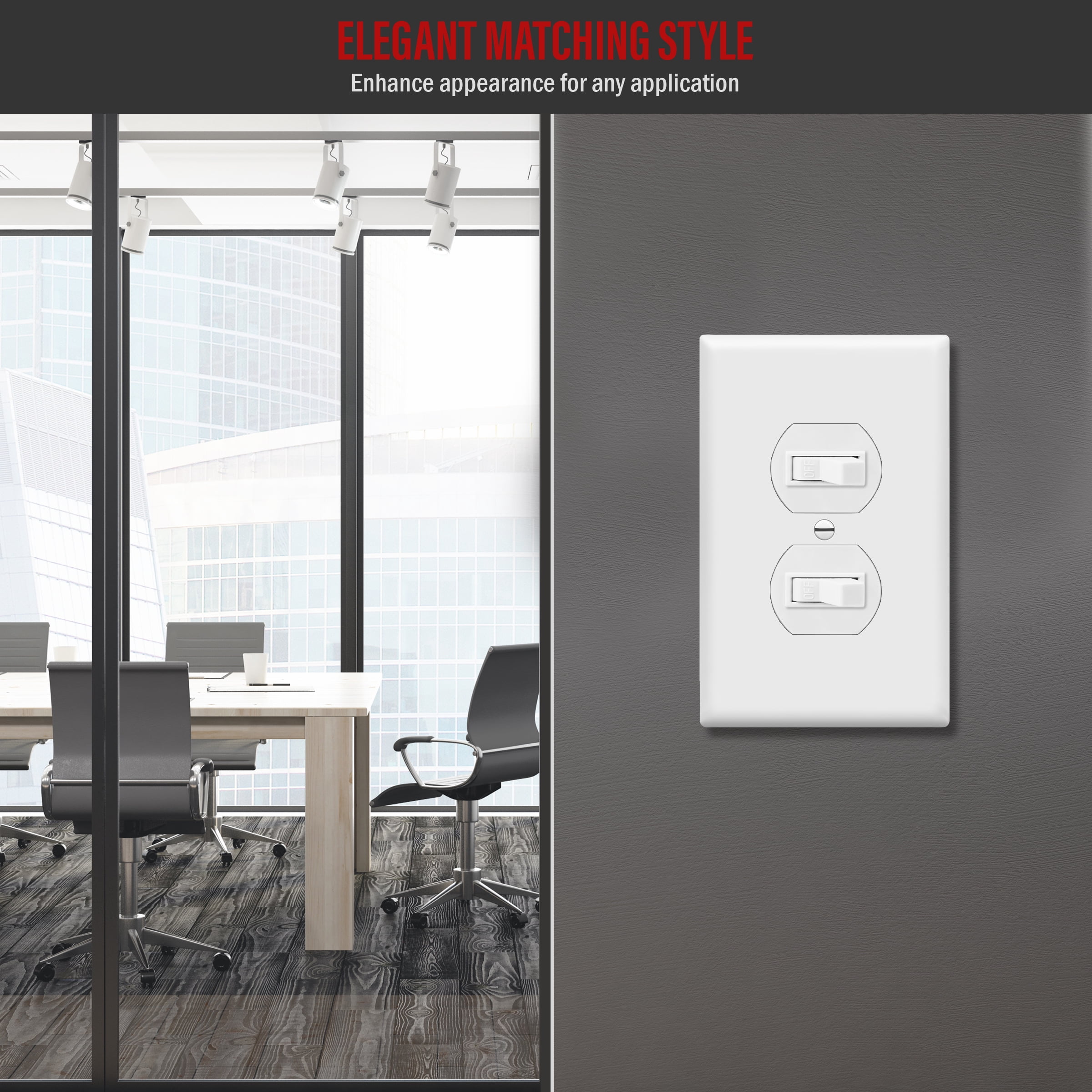 ENERLITES Decorator Wall Plate, Light Switch / Receptacle Outlet Cover, Gloss Finish, Mid-Size 1-Gang, Polycarbonate Thermoplastic, UL Listed, White (20 Pack)