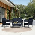 thumbnail image 2 of SAFAVIEH Outdoor Collection Abdul 4-Piece Patio Set Black/Beige, 2 of 8