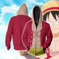 thumbnail image 3 of Sudadera con capucha de anime con estampado 3D, sudadera tipo pulóver, mono D Luffy, Ace, Sabo, Shanks, Law, traje de chándal de batalla, ropa de abrigo informal, 3 of 5