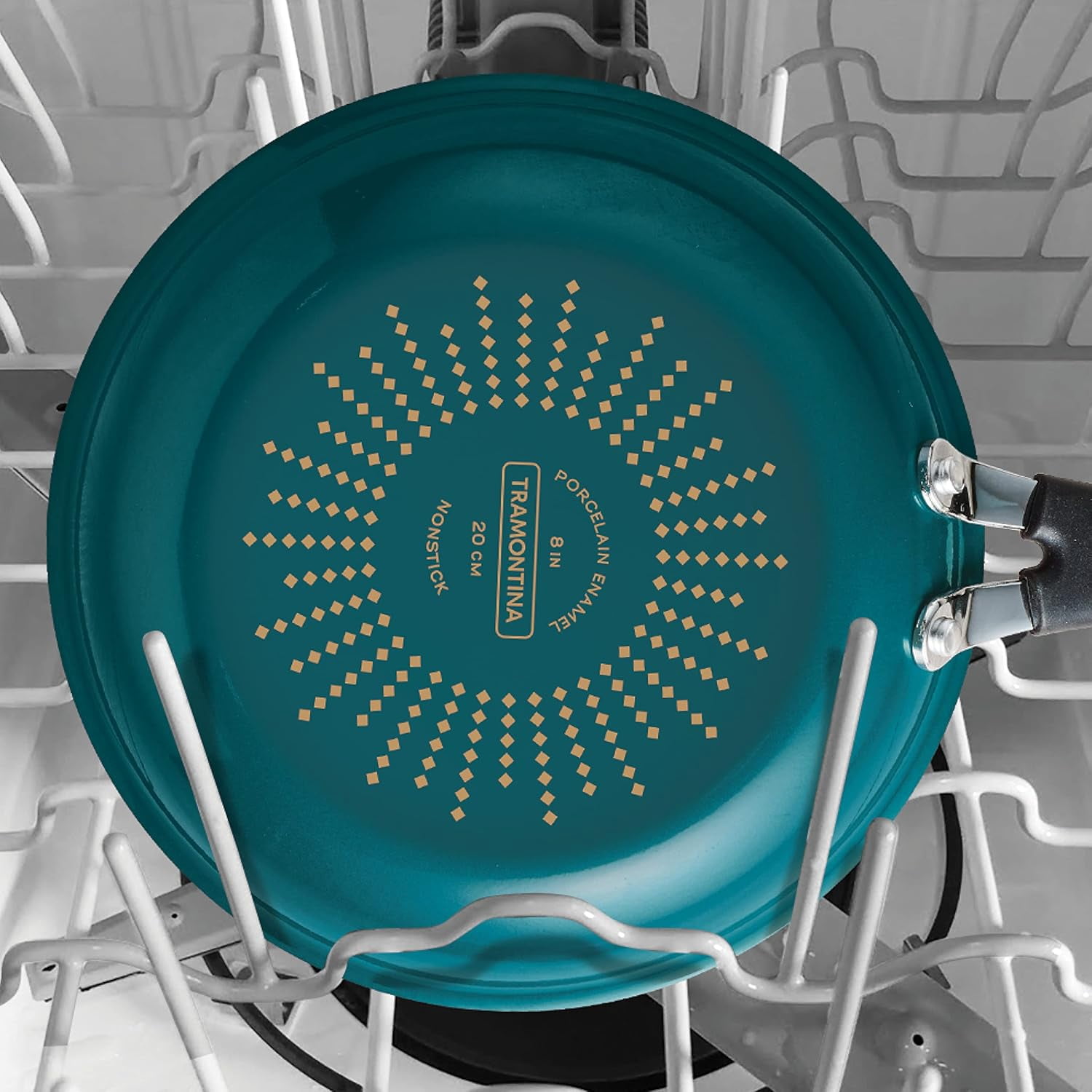 Porcelain Enamel Non Stick 3-Pack Frying Pans, Skillet Set with Reinforced Nonstick Coating, Dishwasher and Oven Safe (Teal)