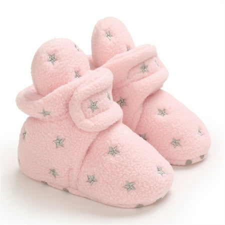 

Infant Fleece Booties Soft Baby Shoes Non-slip Sole for Toddler Boys Girls Winter Warm ankle Cozy Socks Shoes Pink 6-9 Months