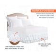 thumbnail image 3 of CCNY 10" Inch Drop Multi Ruffled Bed Skirt Short Queen Size 100% Microfiber Made White Color, 3 of 6