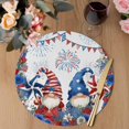 thumbnail image 3 of Independence Day Gnomes Round 15 Inch Placemats Set of 6, 4th of July Red Blue Poppy Floral HeatResistant Non Slip Place Mats for Dining Table, Wipeable Braided Kitchen Table Mats for Housewarming, 3 of 9