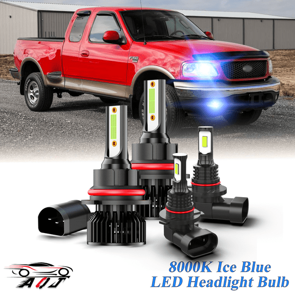 8000K Ice Blue LED Headlight Bulbs Foglights Combo Kit For Ford F150 1997-2003