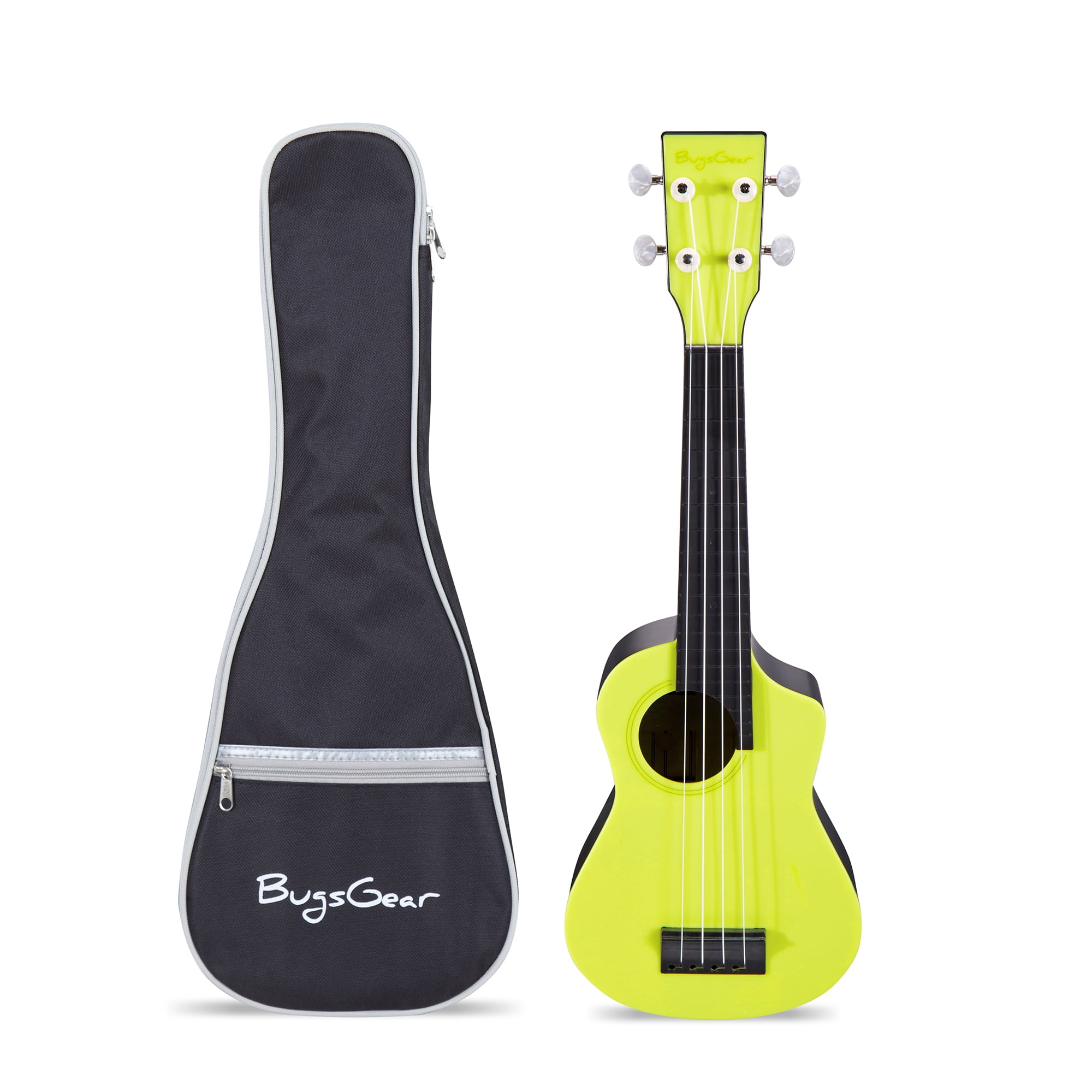 BugsGear Soprano Ukulele with Case, Yellow, Waterproof