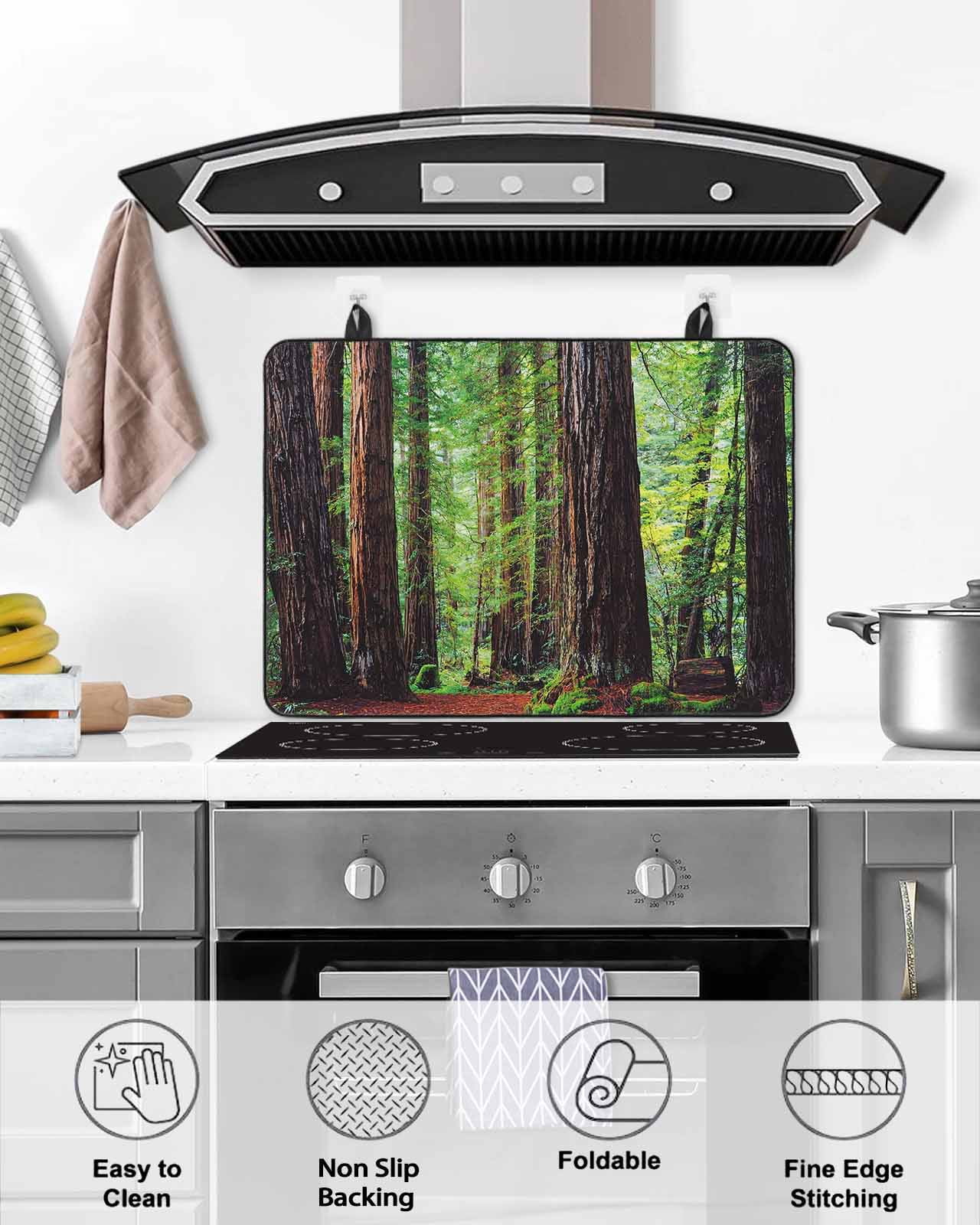 Large Induction Cooktop Protector Mat Forest Stove Top Covers for Electric Stove, Modern Art Summer Botanical Trees Decorative Stove Burner Cover Mats, Glass Top Stove Cover