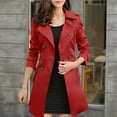 thumbnail image 5 of Sexlip Spring Windbreaker Women Lapel Slim Double-Breasted Jacket Dignified Medium-Length Plus Size Trench Coat Red M, 5 of 5