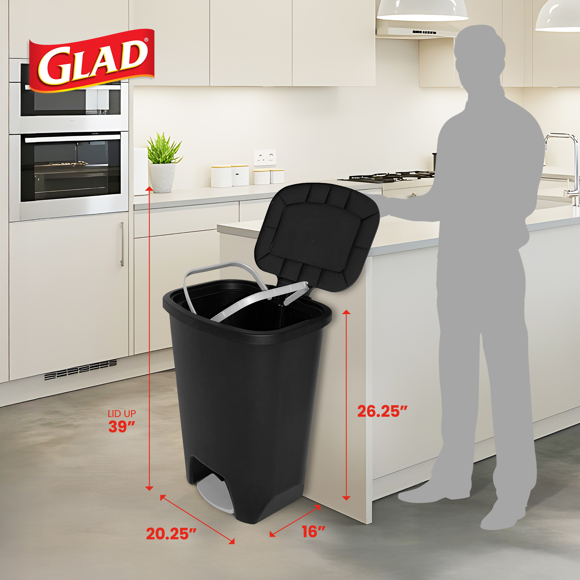Glad 20-Gallon Step Trash Can with Odor Control, Black photo 4