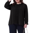 thumbnail image 1 of Blusa elegante de oficina de manga larga con puños elásticos para mujeres de tallas grandes Agnes Orinda 4X negra, 1 of 6