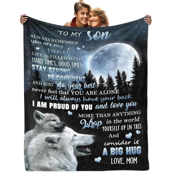 to My Son Blanket from Mom, Lion Blanket for Son from Mom, Birthday Gifts for Son from Mom, for Son Super Soft Flannel Blanket and Throw 50"x60"