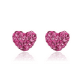 thumbnail image 5 of 14K Solid Yellow Gold Post Multi-color Pink Rhinestone Crystals Heart Stud Earrings, 5 of 10