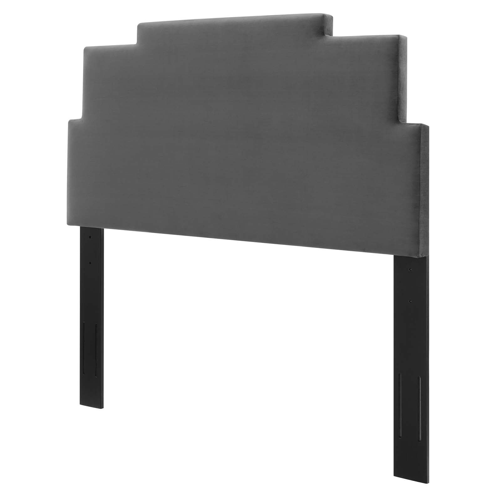 Headboard, King Size, Velvet, Dark Grey Gray, Modern Contemporary Urban