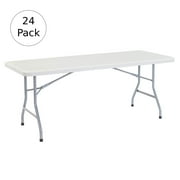 Folding Table Ontario Furniture Party 30 x 72 inch Portable Plastic White, 24 Pack