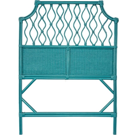 Boho Style Teal Blue Wicker Twin Size Headboard. Shabby Chic Rattan Single Headboard Perfect for XL Dorm Beds, Guest Rooms, Kids Rooms and Vacation Beach Houses. Stand Alone or Wall Mountable