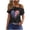 A-Black, variant on Womens Red White Blue Tops American Flag Off One Shoulder Boat Neck Batwing Sleeve Loose Fit Casual Blouse Blue