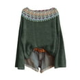thumbnail image 1 of WTXUE Chandail Rétro Vintage à Imprimé Artistique pour Femmes, Blouses Légères, Hauts Boho Décontractés, Chandail Tricoté à Imprimé Léopard, Chandails à Manches Longues, Col Rond, Chandail Bohème, Vert Noirâtre m, 1 of 3