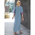 thumbnail image 3 of Plus Size Kaftan Dresses for Women Beach Caftan Loungewear Mexican Embroidered Dress Long Beach Tunic Summer Elegant Vacation Outfit Long Sleeve Robe, 3 of 10