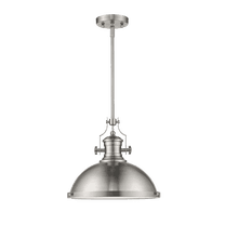 Vivio Lighting Industrial Farmhouse Brushed Nickel Pendant Light Metal Shade