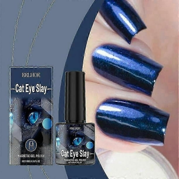 Clear Black Blue Nail Polish, Cat Eye Gel Nail Polish for Nail Art Manicure DIY at Home