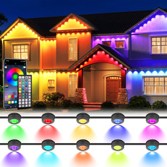 Cadena de luces LED impermeables Geodurn para exteriores, 150 pies