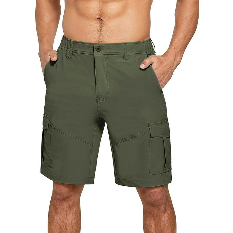 Mens Outdoor Casual Elastic Waist Lightweight Water Resistant Quick Dry  Cargo Fishing Hiking Shorts