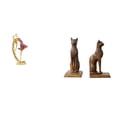 thumbnail image 1 of Elegantes figuras de bailarina y gato, elegante escultura de bailarina, juego de sujetalibros, arte de resina único, decoración de escritorio para el, 1 of 8