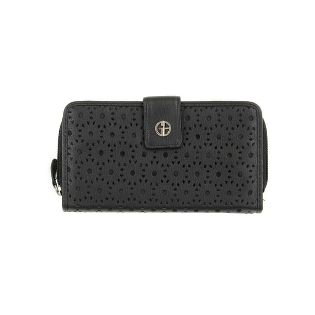 Giani Bernini Giani Bernini Softy Core Perforated Leather Wallet (Black/Black)