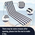 thumbnail image 5 of Outdoor Lounge Chair Cushions, 72×21×3in High-Density Foam Chair Cushion with Ties and Pillow, Anti-fading Patio Chaise Lounge Cushions for Pool & Beach（2pc, Navy blue white stripes）, 5 of 6