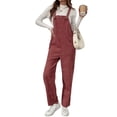 thumbnail image 4 of Genuiskids Women Juniors Cargo Corduroy Overalls Solid Color Sleeveless Straps Bib Pants Spring Autumn Casual Corduroy Jumpsuits for Teen Girls, 4 of 9